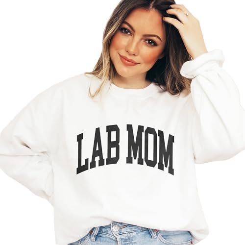 Lab Mom Varsity Sweatshirt, Cute Labrador Retriever Pet Parent Sweater, Lab Dog Mom Gift, Dog Lover Shirt, Unisex Womens Crewneck Sweatshirt3