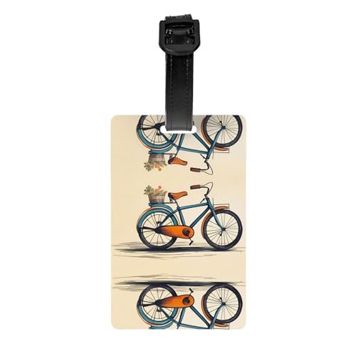 VVXBHGR Etiqueta de equipaje con estampado de bicicleta retro, adecuado tanto para hombres como para mujeres, impreso con etiquetas multifuncionales y bonitas