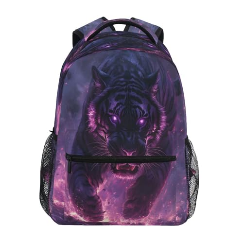 Tiger Running Fire Animal Backpack for School Boys Girls Adults Kids Bookbag Laptop Bag 15L