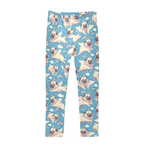Girls Leggings Unicorn Dog Rainbow Blue Kids Length Leggings Pants Athletic Yoga Pants Toddler Tights Trousers 4T