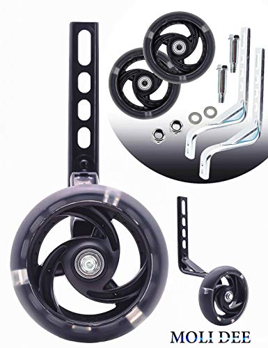 moli dee Training Wheels, Thicken Bike Training Wheels for Kids Under 100lb with Heavy Duty Stainless Steel for 12 14, 16, 18, 20 Inch (Black)