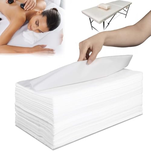 100 Pack 31.5 X 71 Disposable Massage Bed Cover White Non Woven Fabric Massage Bed Sheets Waterproof Breathable Massages Table Sheets for Spa Beauty