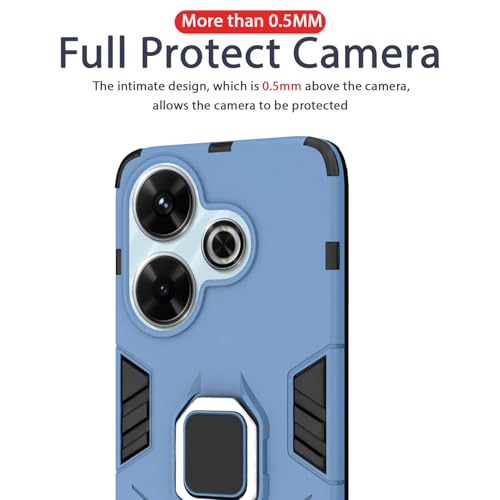Image of Pikkme D5 Tough Armor Back Cover | 360 Protection Case | Ring Holder Stand Bumper Case for Redmi 13 5G / Poco M6 Plus 5G (Blue)