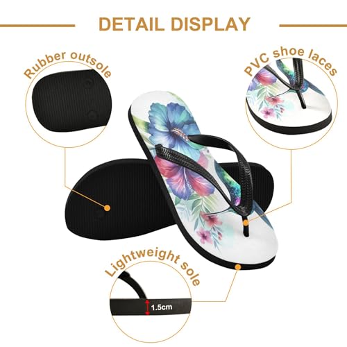 Burbuja Hummingbird Tropical Flowers Flip Flops for Women Men, Soft Thong Sandals Rubber Slippers for Pool Beach Essentials3