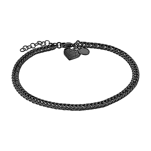 LIEBESKIND Fußkettchen Broken Heart Edelstahl IP Black