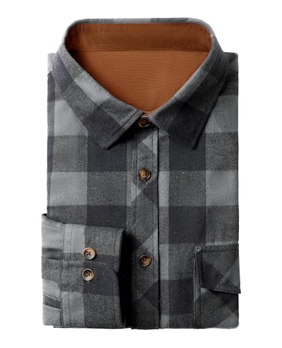 DEMEANOR Mens Flannel Shirts Buffalo Plaid Long Sleeve Button Down Shirt Cotton Casual Checkered Jacket with Pocket3