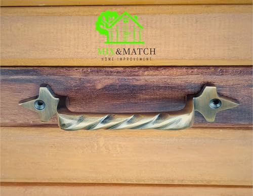 Image of Mix&Match Cast Iron Twisted Handle - 6 Inch Antique Brass Finish | Rope Style Cabinet, Wardrobe, Cupboard & Furniture Door Handle | Pack of 10 Pcs with Screws
