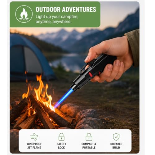 Image of INSTAMALL Windproof Refillable Ignition Flame Torch Butane Lighter Multicolor Pack of 1