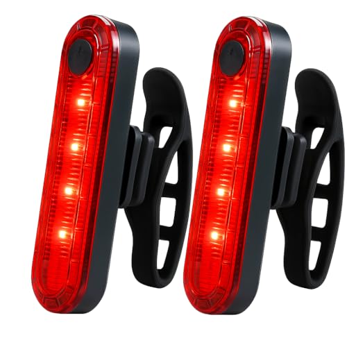 Bike Tail Light 2 Pack - Bright USB Rechargeable Rear Bike Light - Easy Bicycle Tail Light Installation - Waterproof IP44,4 Modes LED Bike taillights for for Adults Kids Men Women Road Mountain
