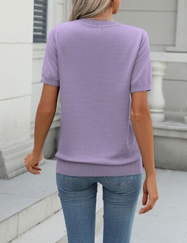 Image of Zeagoo Womens Summer Short Sleeve Tops Crew Neck Lightweight Pullover Sweaters Loose Dressy Casual Blouse Basic Clothes