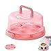 Scatola di Trasporto per Torte, Porta Torte con Coperchio, Rotondo Contenitore per Torte, Portatile, con motivi, per Trasporto e Conservazione Torte, Biscotti, Crostate, Dolci (Rosa)