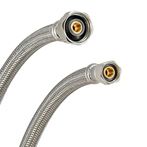 Eastman 1/2 Inch Fip X 3/8 Inch Compression Flexible Faucet Connector, Braided Stainless Steel Supply Hose Line, 16 Inch Length, 48004 #TOP1