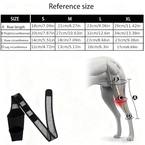 PARFCO Leckschutz Hund Hinterbein, Hunde Kniebandage Hinterbein für Vorder und Hinterbeine, Schwarz Leckschutz Hinterbein Hund für Ellbogenschutz Stütze, XL