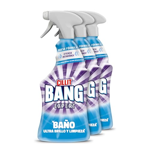 Cillit Bang Baño Ultra brillo, potente limpiador para el baño, formato spray - Pack de 3 x 750 ml, El embalaje puede variar
