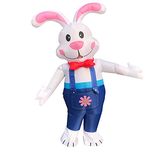 JASHKE Costume Gonflable Lapin de Pâques Costumes de Lapin Gonflables Déguisement Gonflable Adulte pour Pâques Halloween Noël