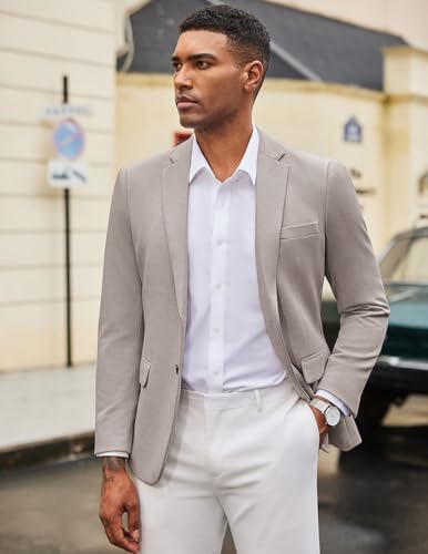 Image of COOFANDY Mens Casual Blazer Knit Sport Coat Lightweight Two Button Suit Jacket
