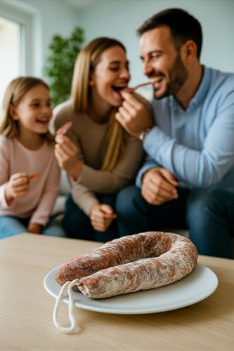 Sarta Extra Wurst von Spanien. Schnurwurst von 500 gr. Salziger Snack, ideal zum Teilen mit Familie/Freunden. Hausgemachte Wurst. Handwerkliches Produkt. 100% Naturwurst. Spanien-Wurst. Salchichon.