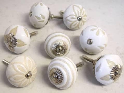 Glitknob 10 Knobs Pure White Hand Painted Ceramic Knobs Cabinet Drawer Pull