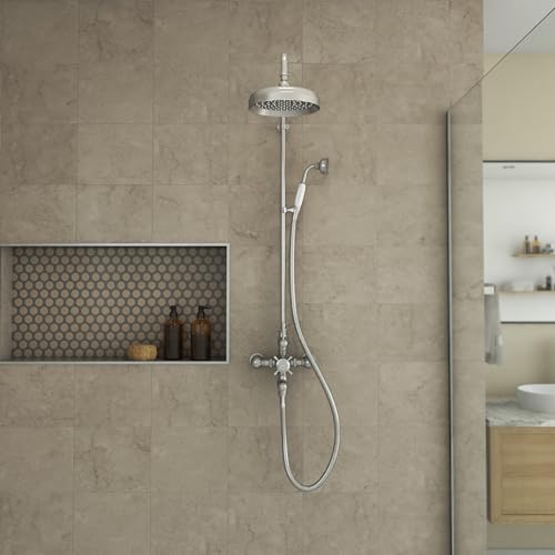 Image of Abbey 10 x 22 Shower Faucet Set with Handshower, Brushed Nickel