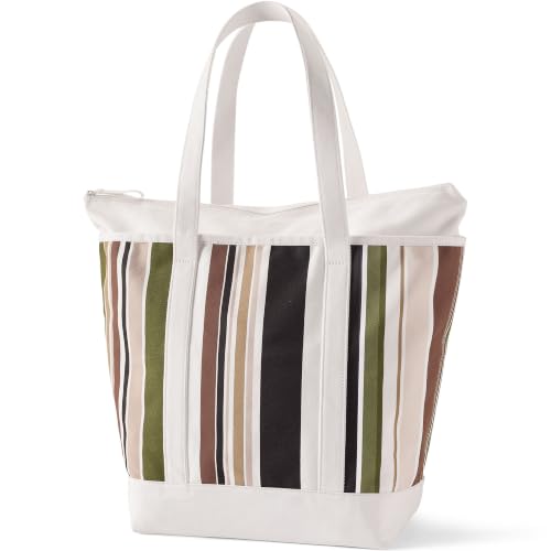 Image of Lands' End Zip Top Long Handle Canvas Tote Bag