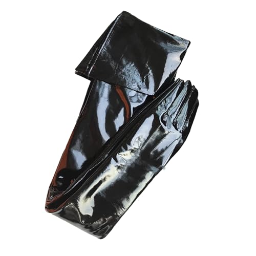 Unisex Long 65Cm Patent Leather Opera Gloves With A Double Lapel Cuff Over-Elbow Style For Elegant Formal