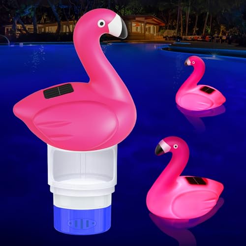 Solar Pool Chlorine Floater Chlorines Floater with Light Glow in Dark Chlorines Tablet Floater Red 9 Inch