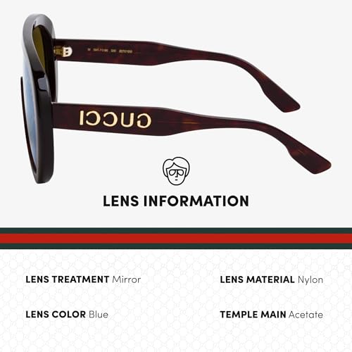 Gucci GG0062S Designer Fashion Sunglasses - Elegant, Sophisticated & Stylish Aviator Shape Eyewear with Luxury eSHADES Kit4