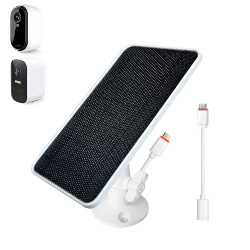 Image of JJMASEE Solar Panel Charger for Arlo Essential/XL Spotlight Cam, Essential 2K /2K XL (2nd Gen), EufyCam with 13FT Weatherproof Cable and 360° Adjustable Aluminium Alloy Mount (1-Pack)