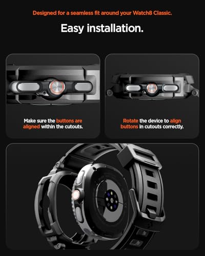 Image of Spigen Rugged Armor Pro for Samsung Galaxy Watch 8 Classic (46mm) Case with Strap - Matte Black