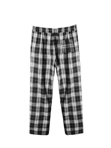Floerns Men's Plaid Long Pants Elastic Waist Straight Leg Casual Trousers Streetwear with Pocket3