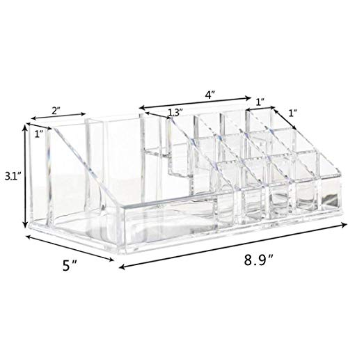 Image of VANDU 16 Compartment Acrylic Cosmetic Makeup Jewellery Lipstick Storage Organiser /Holder Box, 22x13x8 cm