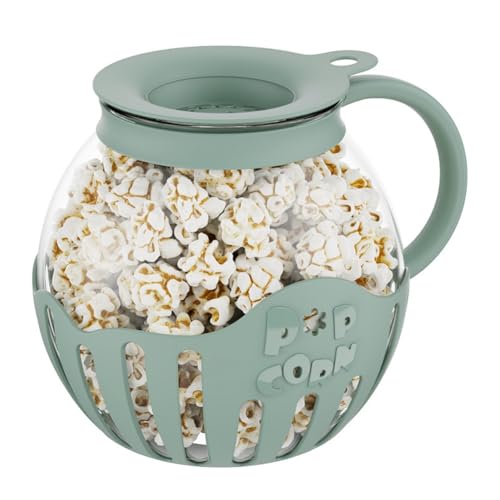 Yssevlon Machine à -Corn Micro-Ondes Snack Popcorn Air Poppers Bol à -Corn de 2,25 litres Accessoires de Cuisine en Borosilicate, Vert