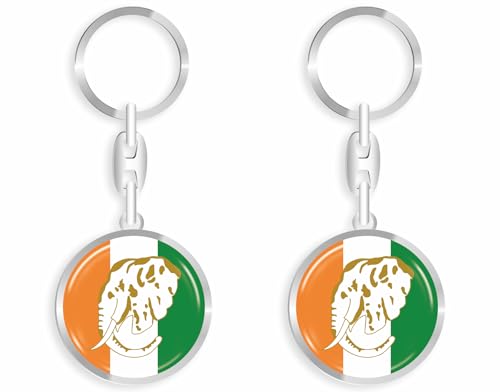 daged RD Porte-clés Côte d'Ivoire Effet 3D + Autocollant, multicolore, 33mm