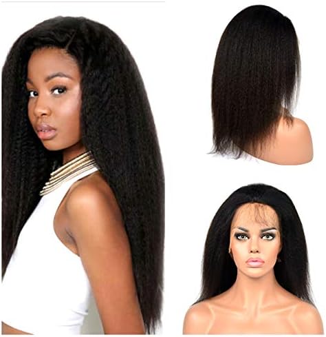 Poliga Hair Italian Yaki 360 Lace Frontal Wigs Pre Plucked with Baby Hair Human Hair for Black Women 180% Density Natural Color (10")