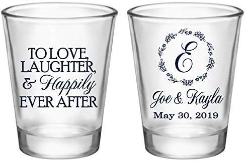 Personalized 1.75oz "To love, laughter & Happily Ever After " design Wedding Favors,After Party Rehearsal, Engagement or Anniversary Dinner Favors