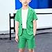 Boys Short Suit Short Sleeve Lapel Blazer Elastic Waist Short Formal Suits Beach Wedding Set Summer Fashion Suit F-334 Green 3 Years 4 Years