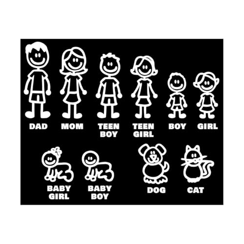 SHMZK Family Car Stickers, Family Figure Dog Cat Baby...