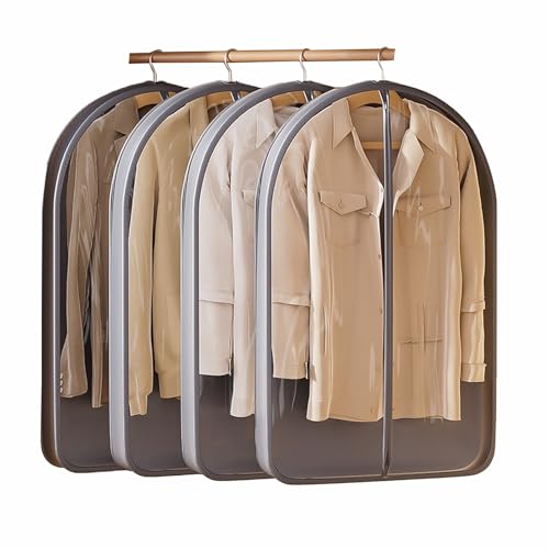 Premium Satin Garment Bags - 4 Pack Clothing Storage with Clear Window Protective Dress Suit Covers for Travel