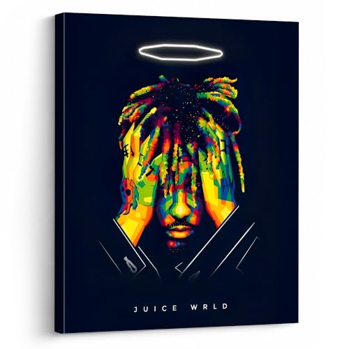 Image of Juice WRLD Canvas Wall Art, Rapper Collage Poster Print, Hip Hop Music Artwork for Bedroom Studio Gaming Room Decor, Vibrant Album Cover Picture Print Framed Music Wall Painting 20X24 inch