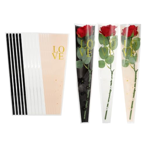 Sacs d'emballage de fleurs haut de gamme avec rubans dorés pour bouquets prestigieux