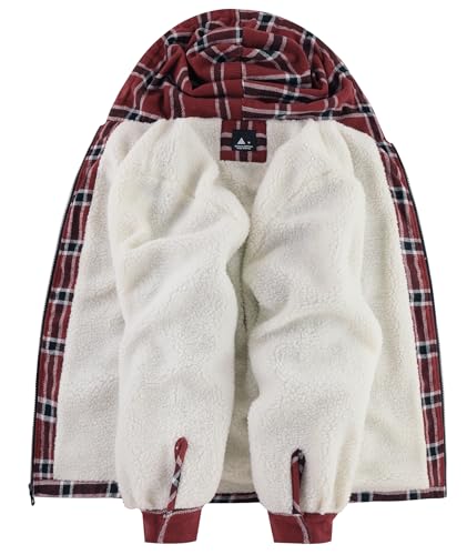Image of SCODI Men's Flannel Shirt Jacket Fleece Sherpa Lined Plaid Zip Up Hoodies | Machine Wash, 4 Pockets, Big and Tall, Vintage, Classic, Stylish, Casual, Heavyweight Sweatshirt, Winter Outwear, Warm Coat