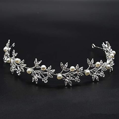 Hair Vine Rose Bridal Headband Pearl Wedding Headpiece for Bride Flowers Hair Vines for Weddings Crystal Jewelry Hair Piece Bridal Headpieces Wedding Hair Accessories Cover