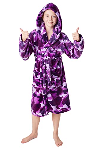 CityComfort Bata Niña - Batas de Casa Niña de Forro Polar - Unicornio (7-8 años, Morado...