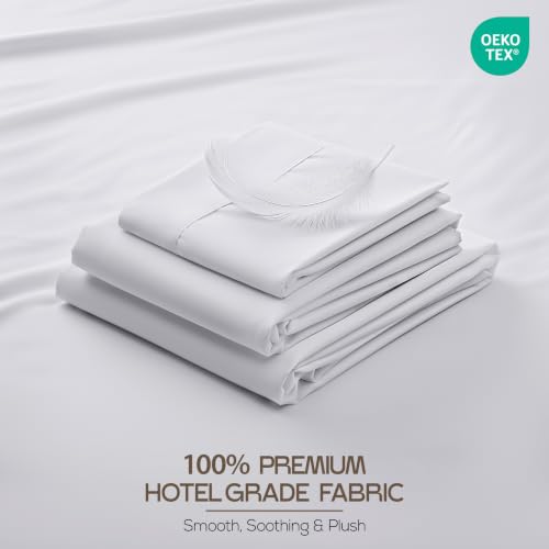 Image of 10-Pack Hotel Twin Sheet Set, Soft Brushed Microfiber Hotel Sheets, Hotel Quality Bedding, Deep Pocket, Shrink & Fade Resistant, Easy Care, White