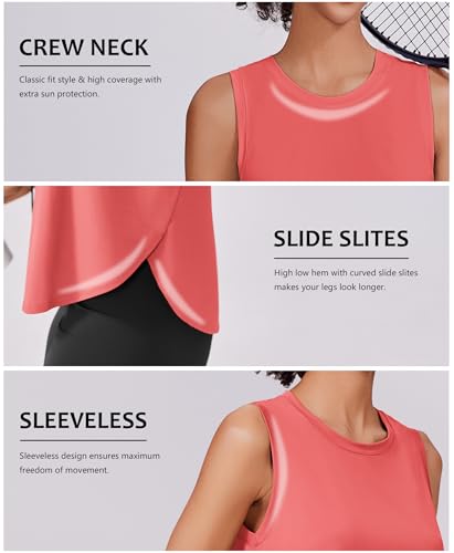 Image of PINSPARK Workout Tank Tops Woman Ice Silk UPF 50+ Athletic Yoga Shirts