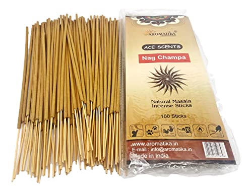 Natural Hand Rolled Incense Sticks 100 Pack Premium Masala Joss Sticks Long Burning Aromatherapy Incense for Relaxation Meditation Yoga Home Fragrance Spiritual Use Vegan Eco Friendly (Nag Champa)