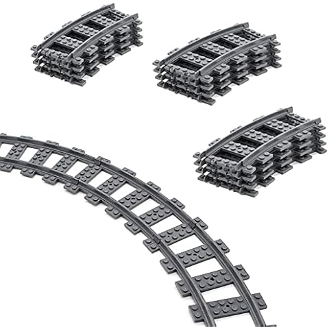 Feleph 16PCS City Train Tracks RC Train Rail Accessories Set High Speed Non-Powered Trains Railroad Building Block Toy Compatible for Major Brands (Curved) Cover
