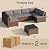 Qsun 7 Pieces Patio Furniture Set, Outdoor Sectional Rattan Sofa Set, Wicker Patio Conversation Set with Cushions and Glass Coffee Table, for Balcony, Porch, Garden, Grey