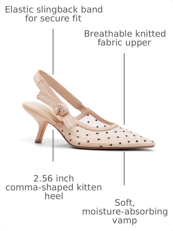 Image of Coutgo Womens Slingback Kitten Heels Closed Pointed Toe Bowknot Knitted Slip On Work Pumps Dress Shoes