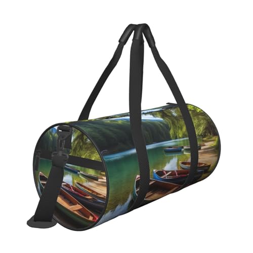 Lake with Boats Canoes Park printed Travel Bag Casual luggage bag3